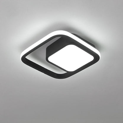 Dual-Loop LED Flush Mount Light Fixture Black Warm Glow for Entryways Contemporary Rooms Apartment Ceilings Low-Profile