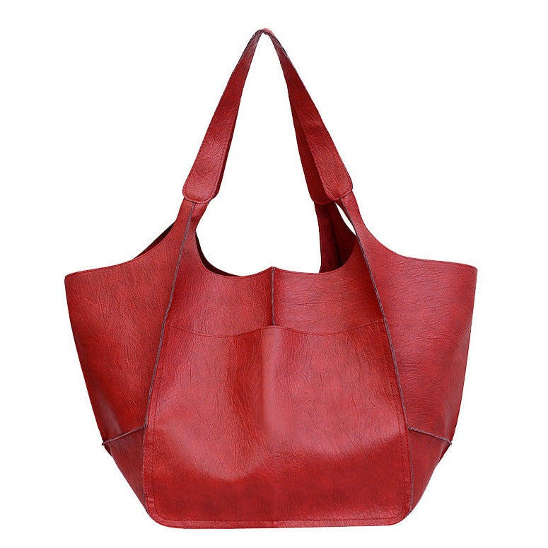 Vegan Leather Shoulder Bag – Lightweight Everyday Tote with Spacious Interior for Work, Travel & Shopping
