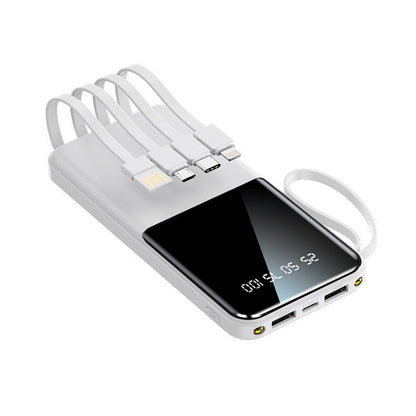 Portable Power Bank with Integrated Cables & LCD Display | High Capacity for Fast Charging