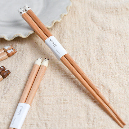 Animal-Themed Training Chopsticks for Kids Wooden Easy-Grip Learning Utensils for Toddlers Small Hands Mealtime Practice Shiba Inu Bunny Bea