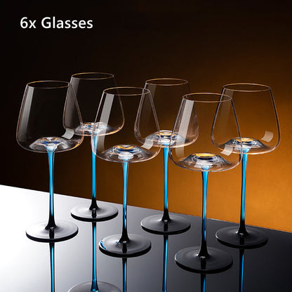 Hand-Painted Stemmed Aerating Decanter & Glassware Set for Red Wine Service | Home Bar & Dining Collection