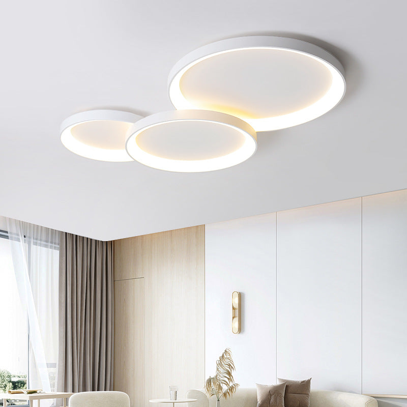 Modern Ring LED Flush Mount Light for Living Room 20 in Black Acrylic Overhead Fixture Home Office Dining Area Low Profile Circle Design 1-R