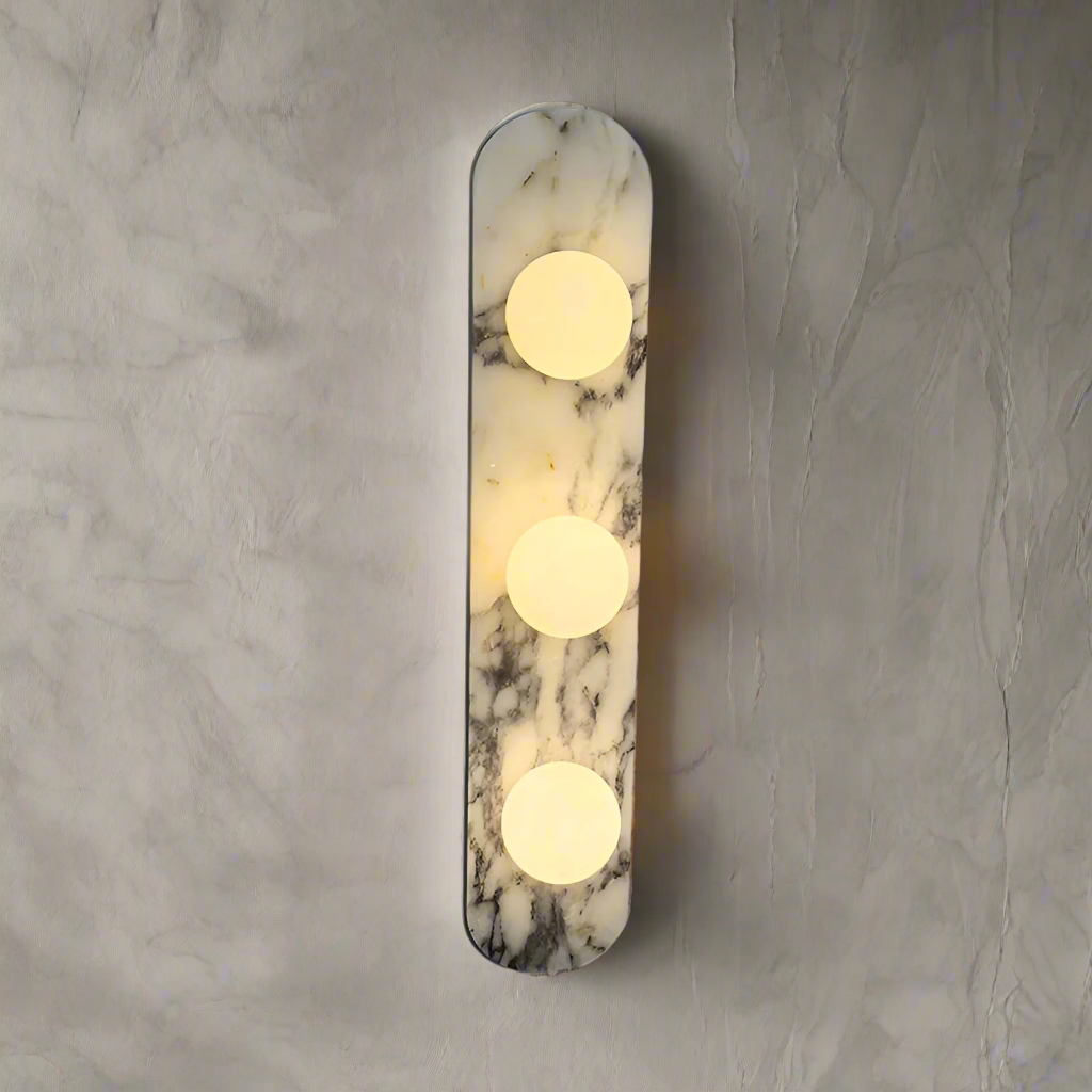 Sculptural Stone & Glass Sconce Light with Warm LED Glow for Hallway Living Room Bedroom Entryway Interior Accent Lighting Modern Minimalist