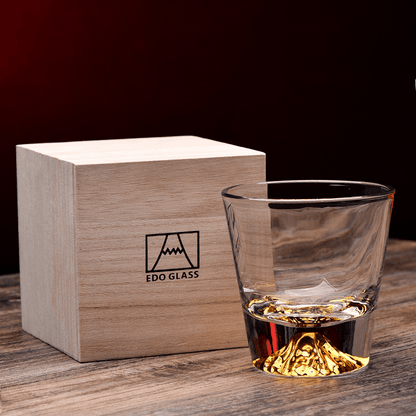 Cut Crystal Rocks Glass for Bourbon & Scotch – Japanese-Inspired Tumbler with Wood Gift Box for Home Bar & Entertaining