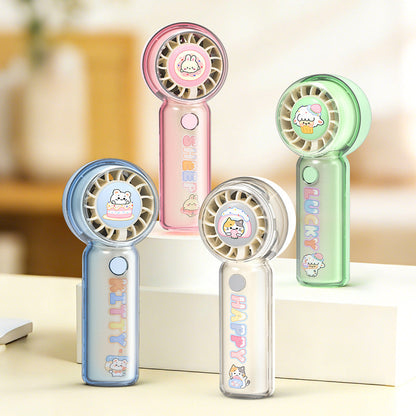 Handheld USB Rechargeable Fan – Cute Cat Design for Quiet Personal Cooling