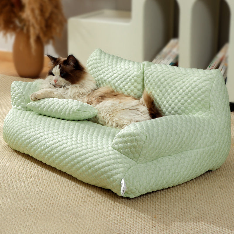 Canapé pour chien en tissu rafraîchissant pour l'été, panier pour chien lavable pour petits et grands chiens