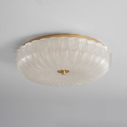 Flush Mount LED Ceiling Light with Textured Glass Shade for Dining Room & Bedroom – Round Halo Design, 8 to 20 Inch Diameter Options, Warm