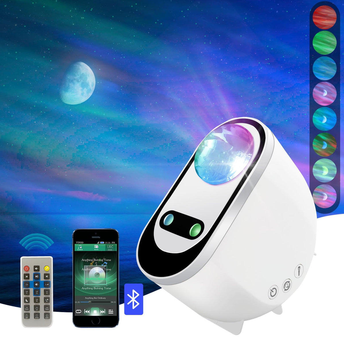 Ocean Wave Projector | LED Lighting with Bluetooth Speaker & Voice Control | Create Soothing Ambience for Relaxation