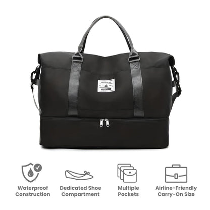 Compact Weekender Duffel Bag | Lightweight Canvas Travel Carryall with Shoulder Strap & Zipper Closure for Weekend Getaways, Gym &