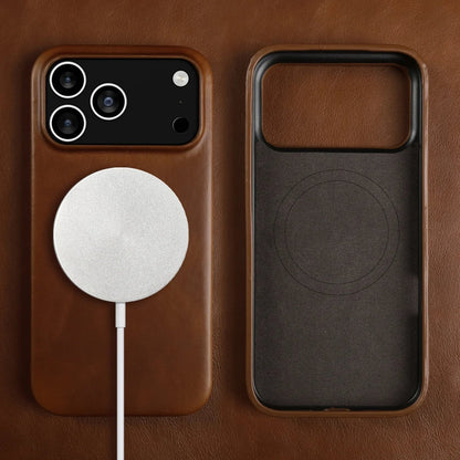 Premium Full-Grain Leather iPhone Case with MagSafe – Shock-Absorbent Protection for iPhone 11-17 Models