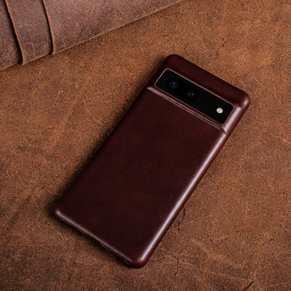 Protective Leather Phone Case for Google Pixel 11, 10, 9, 8 & 7 Series – Waxed Full-Grain Construction with Anti-Fingerprint Coating