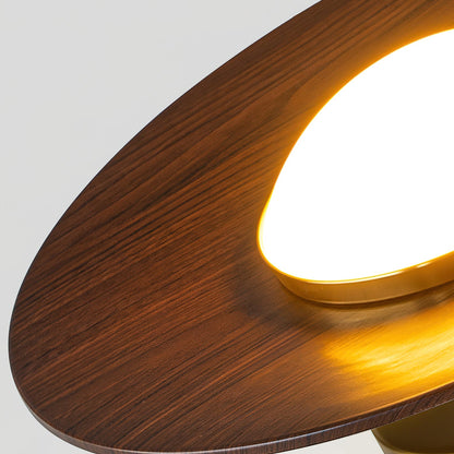 Flush Mount Light Fixture with Wood Accent 9 in Diameter LED for Kitchen Dining Room Entryway Hallway Low Profile Gold Metal Frame Walnut Fi