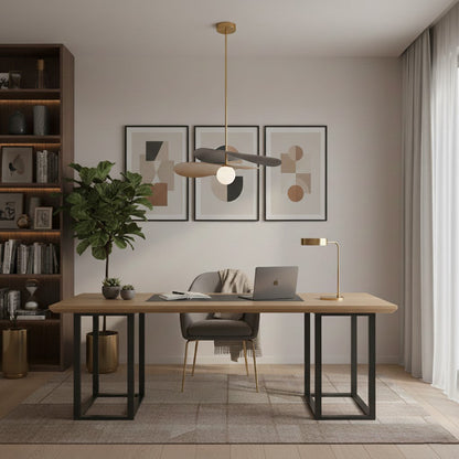 Glass & Metal Overhead Fixture 22 Inches Wide Adjustable Drop Height for Kitchen Island Dining Table Breakfast Nook Entryway Modern Mid-Cent