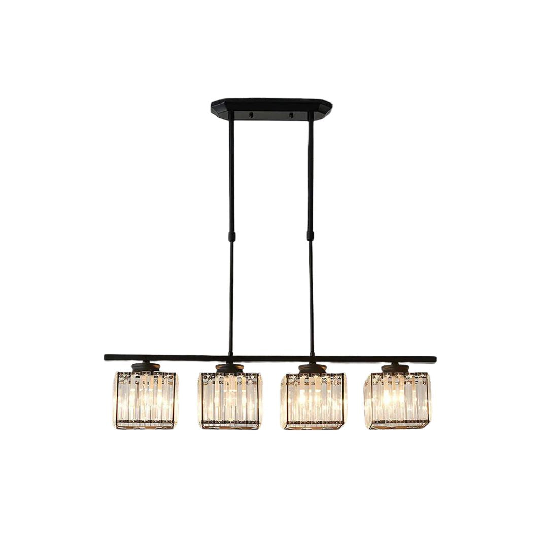 Multi-Light Overhead Fixture with Clear Glass Globes for Dining Tables & Islands – Adjustable Drop, Black Metal Frame, E27 Socket – Contempo