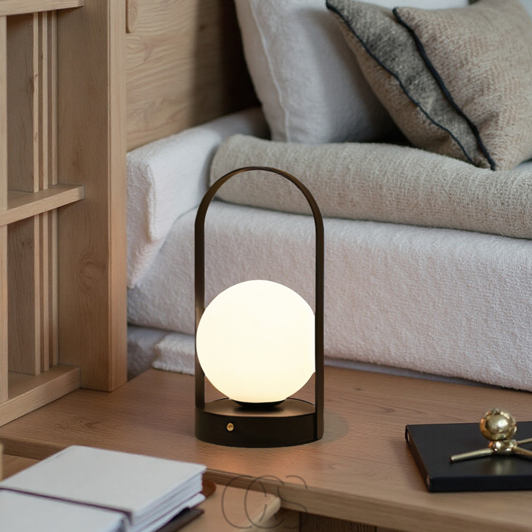 Cordless LED Sphere Table Lamp – Touch Dimming, Rechargeable USB Night Light for Bedroom Living Room Patio – Portable Indoor Outdoor