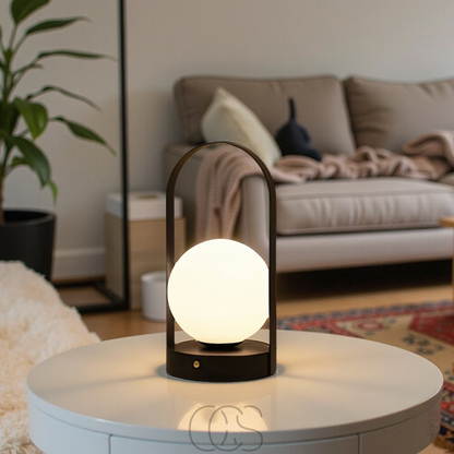 Cordless LED Sphere Table Lamp – Touch Dimming, Rechargeable USB Night Light for Bedroom Living Room Patio – Portable Indoor Outdoor