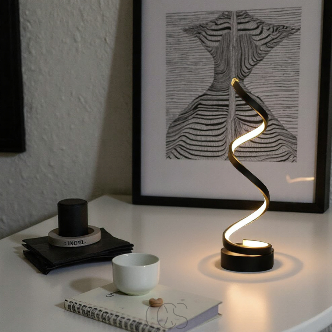 Spiral LED Table Lamp with 3 Color Temperatures & Touch Control for Bedroom, Office & Living Room
