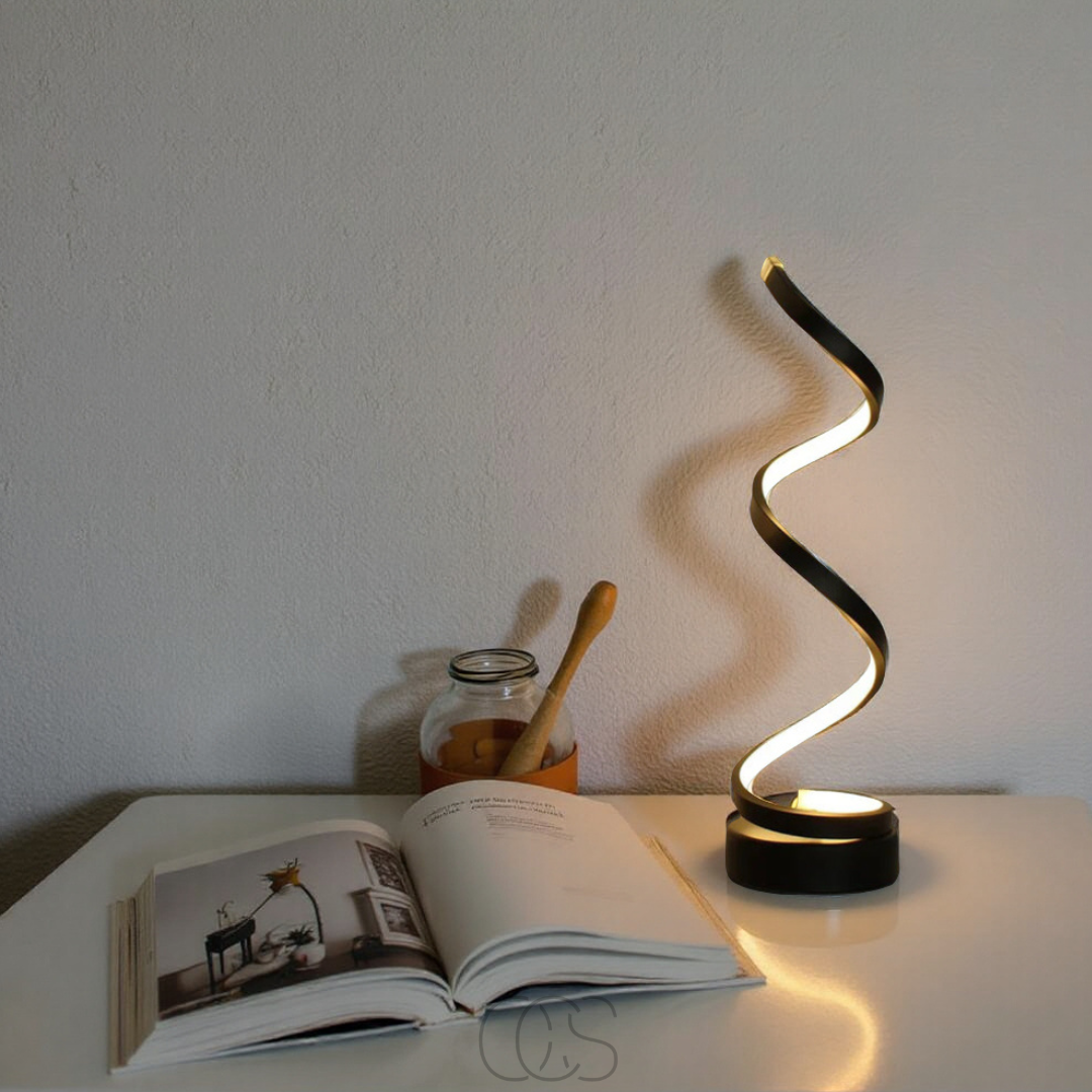 Spiral LED Table Lamp with 3 Color Temperatures & Touch Control for Bedroom, Office & Living Room