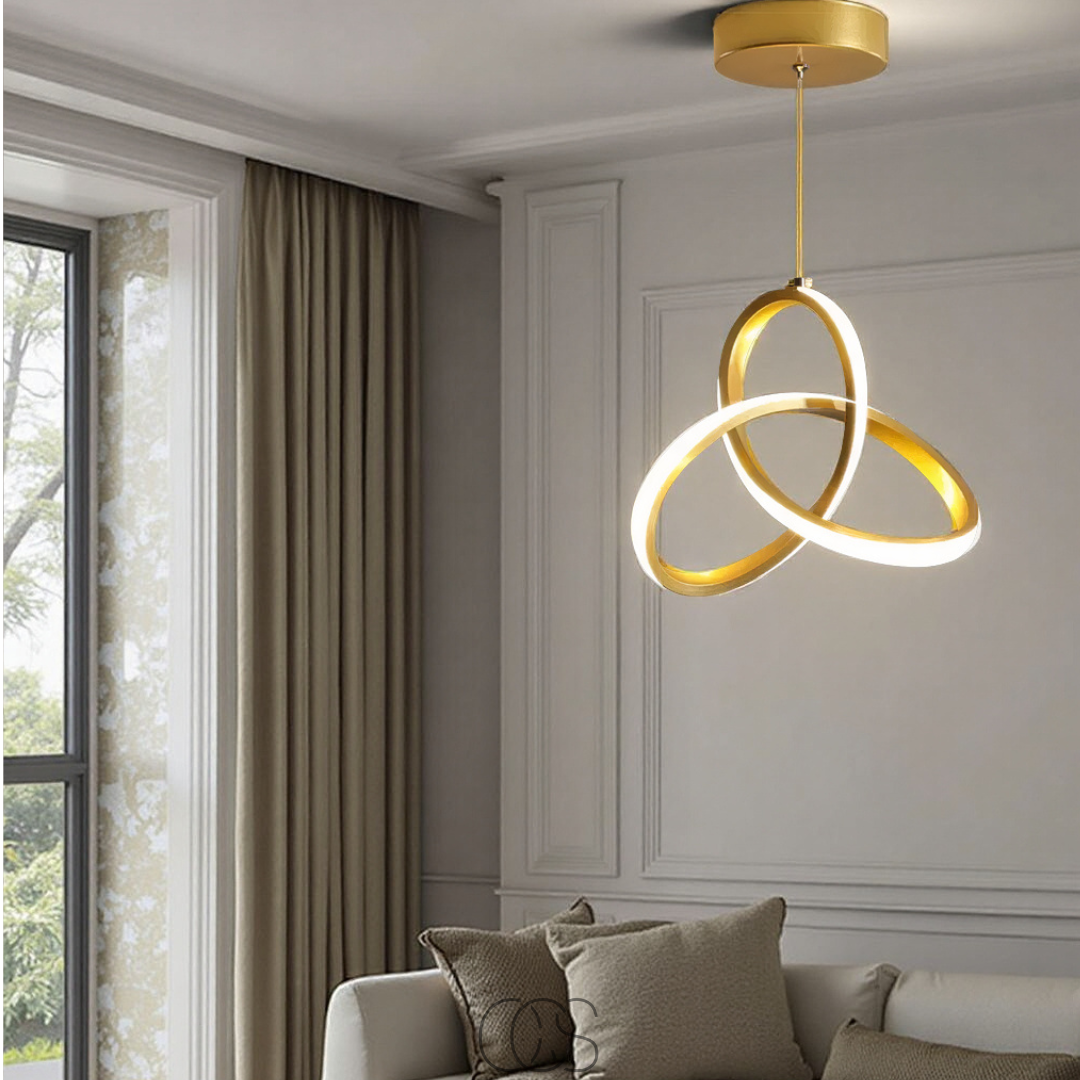 Geometric LED Pendant Light | Adjustable Color Temperature | Modern Aluminum & Acrylic Ceiling Fixture for Dining Room, Kitchen & Living