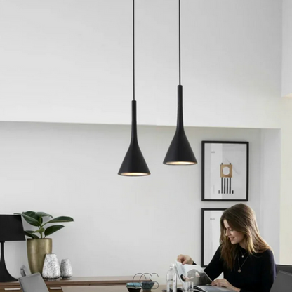 Nordic Hanging Pendant Light with Adjustable Cord, E27 Socket, Iron & Aluminum Construction for Living Room, Bedroom, Hallway
