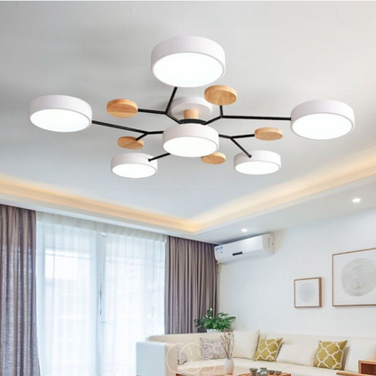 Round Multi-Light LED Ceiling Fixture – Metal Flush Mount Lamp with Integrated Bulbs, Even Ambient Lighting for Living Room, Dining Room