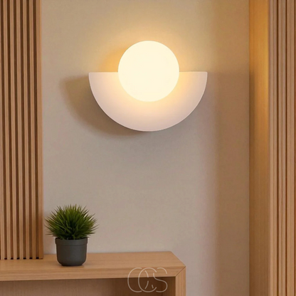 Dimmable Half-Round LED Wall Sconce – Scandinavian Style Fixture for Living Room, Bedroom, Hallway – Modern Minimalist Accent Lighting
