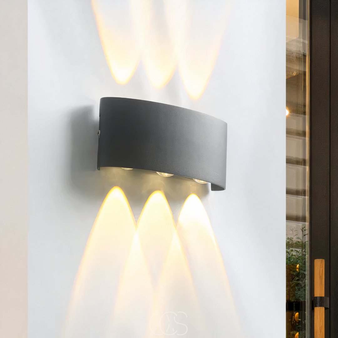 Dual-Beam Outdoor Wall Light – Sandblasted Aluminum – IP65 Weatherproof for Porch, Patio & Garden