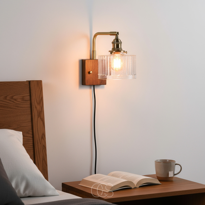 Classic Wall Sconce with Glass Shade & Metal Frame for Living Room, Bedroom & Hallway - Vintage-Style LED Compatible Fixture for Home Decor
