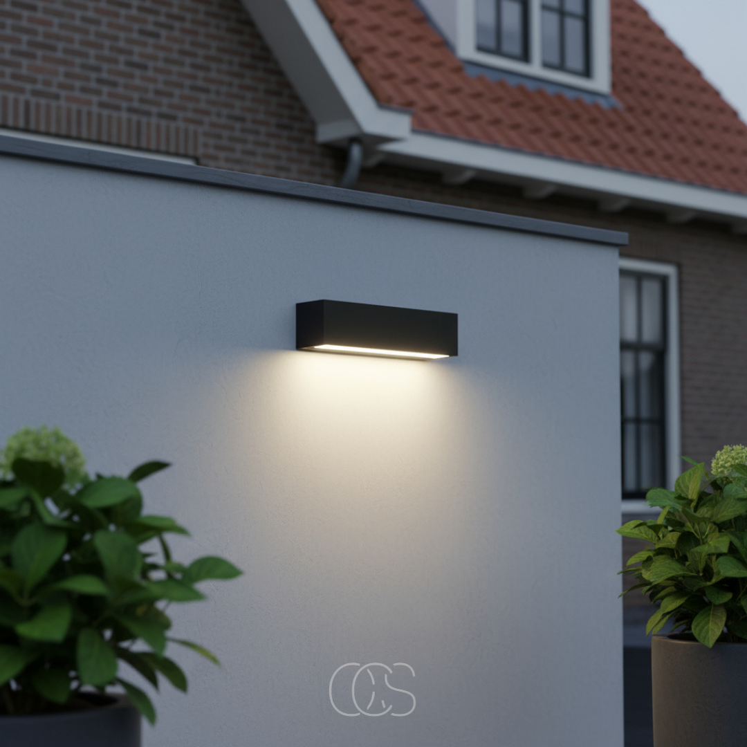 Modern Outdoor Wall Light Fixture – Downlight Sconce in Charcoal Aluminum – 897 Lumens Warm White LED – IP65 Weatherproof for Entryway