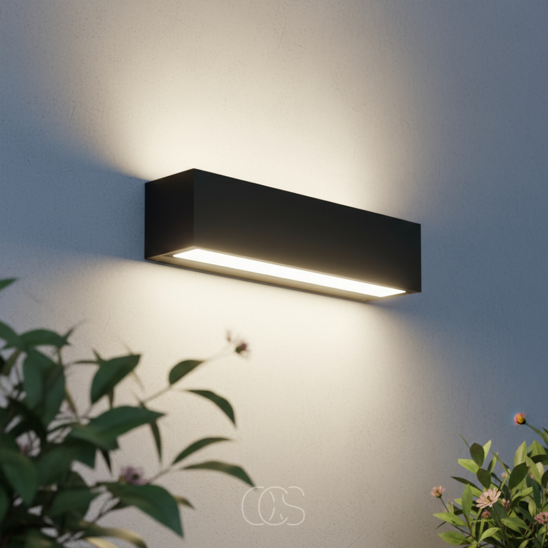 Modern Outdoor Wall Light Fixture – Downlight Sconce in Charcoal Aluminum – 897 Lumens Warm White LED – IP65 Weatherproof for Entryway