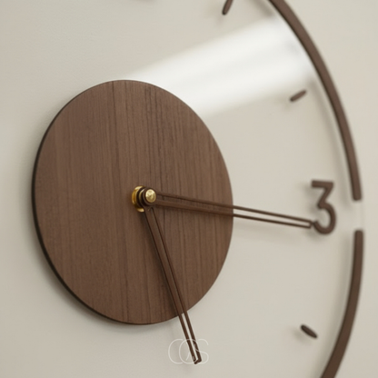 Silent Nordic Wall Clock 13.8 Inch Wooden Scandinavian Design for Living Room Bedroom Kitchen