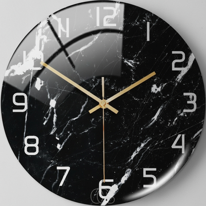 Marble Effect Silent Wall Clock 12 Inch Non-Ticking Decorative Modern Acrylic Round Clock for Living Room Bedroom Home Office