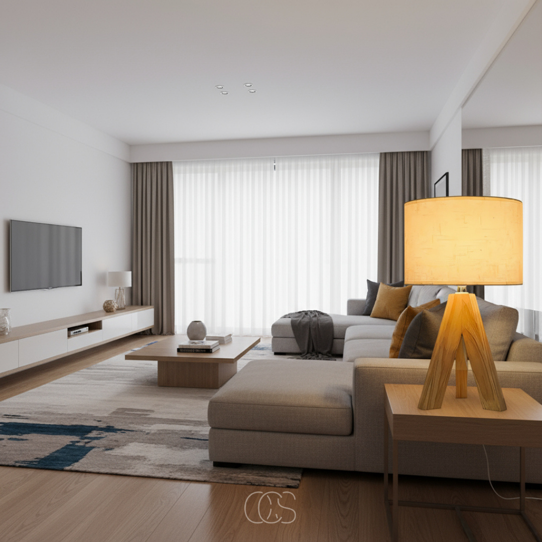 Compact Wood Table Lamp with Fabric Shade for Bedside, Dresser & Living Room | Warm Ambient Light | E14 Socket | Modern Minimalist Style