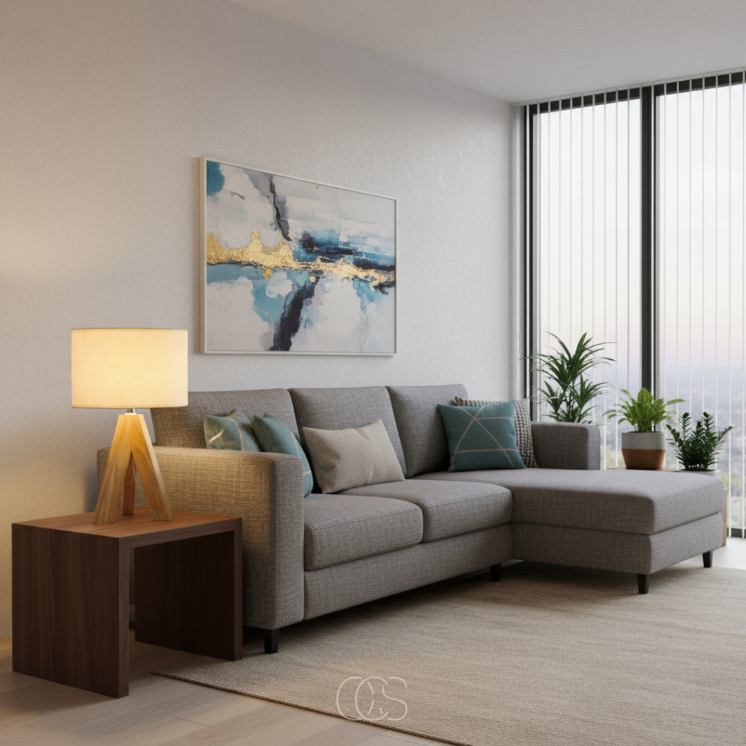Compact Wood Table Lamp with Fabric Shade for Bedside, Dresser & Living Room | Warm Ambient Light | E14 Socket | Modern Minimalist Style