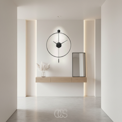 Large 20-Inch Pendulum Clock Silent Metal Timepiece for Home Office Bedroom Living Room Wall Decor Battery Operated No Ticking