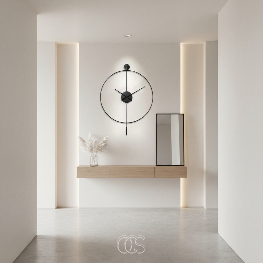 20-Inch Silent Metal Wall Clock with Pendulum for Living Room & Bedroom
