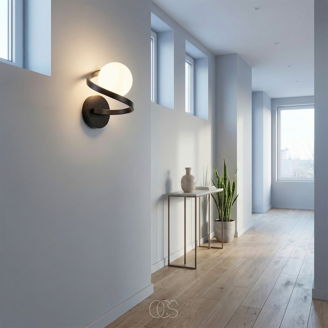 Modern Glass Globe Wall Sconce – Frosted Sphere Light with Metal Frame for Bedroom, Bathroom & Living Room – IP44 Rated G9 Fixture
