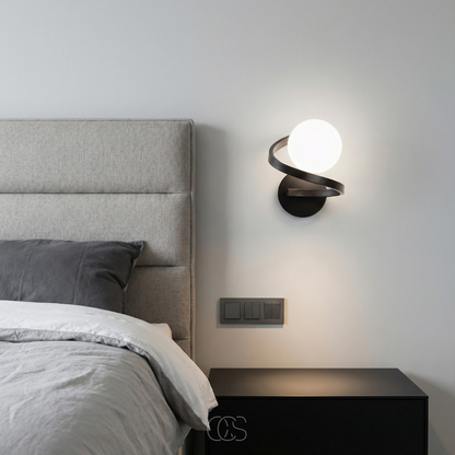 Modern Glass Globe Wall Sconce – Frosted Sphere Light with Metal Frame for Bedroom, Bathroom & Living Room – IP44 Rated G9 Fixture