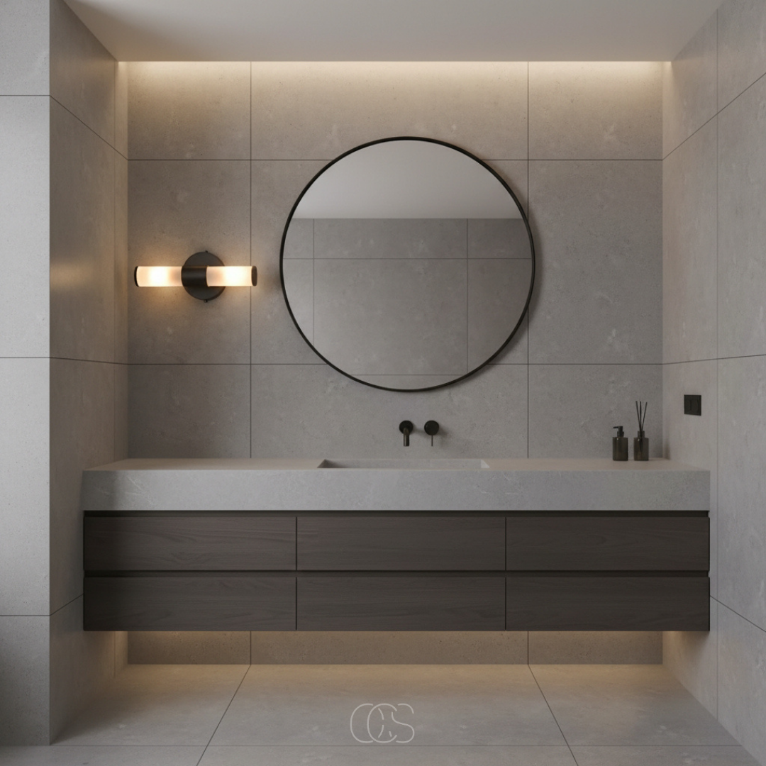 Dual-Beam Bathroom Wall Light with Frosted Glass Shade – Up & Down Lighting for Modern Bathrooms