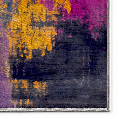 Multicolor Abstract Area Rug 6.6x7.5 ft Low-Pile Polyester Marble Wave Living Room Dining Room Bedroom Rug Soft Chenille Woven Modern