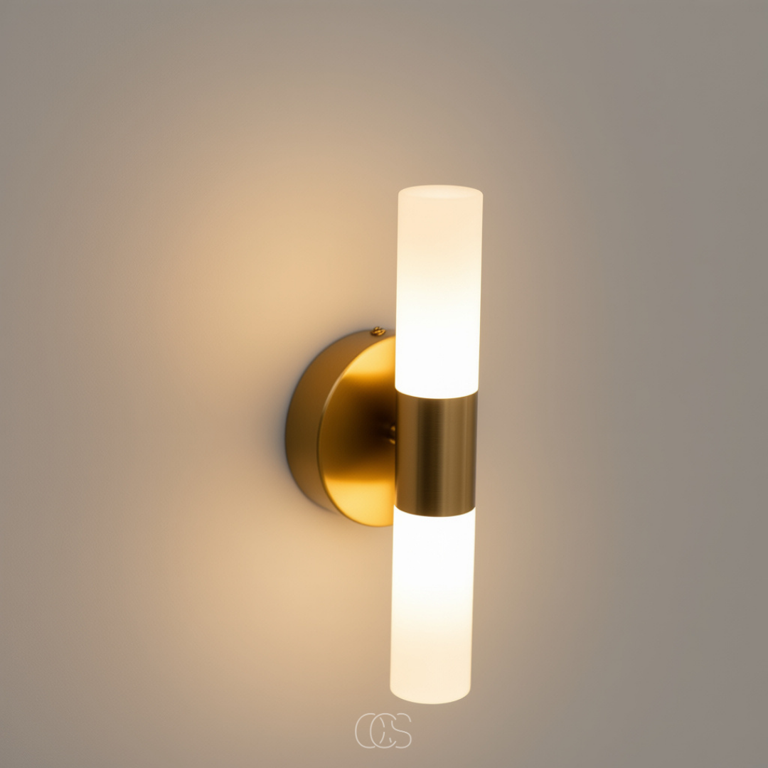Dual-Beam Bathroom Wall Light with Frosted Glass Shade – Up & Down Lighting for Modern Bathrooms