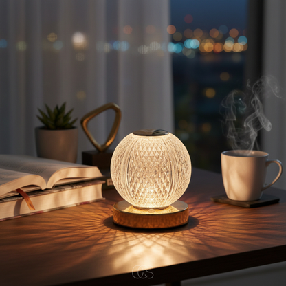 Cordless LED Crystal Globe Table Lamp - Touch Control Dimmable Accent Light with 3 Color Temperatures - Rechargeable Battery Operated