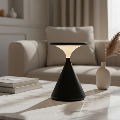 Rechargeable Cordless LED Table Lamp with Touch Dimmer Control and Hourglass Design for Bedroom, Living Room & Patio