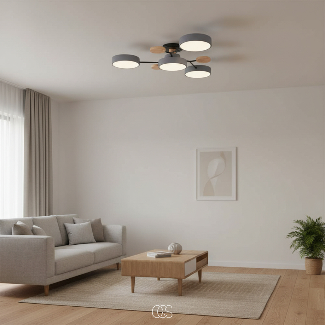 Round Multi-Light LED Ceiling Fixture – Metal Flush Mount Lamp with Integrated Bulbs, Even Ambient Lighting for Living Room, Dining Room