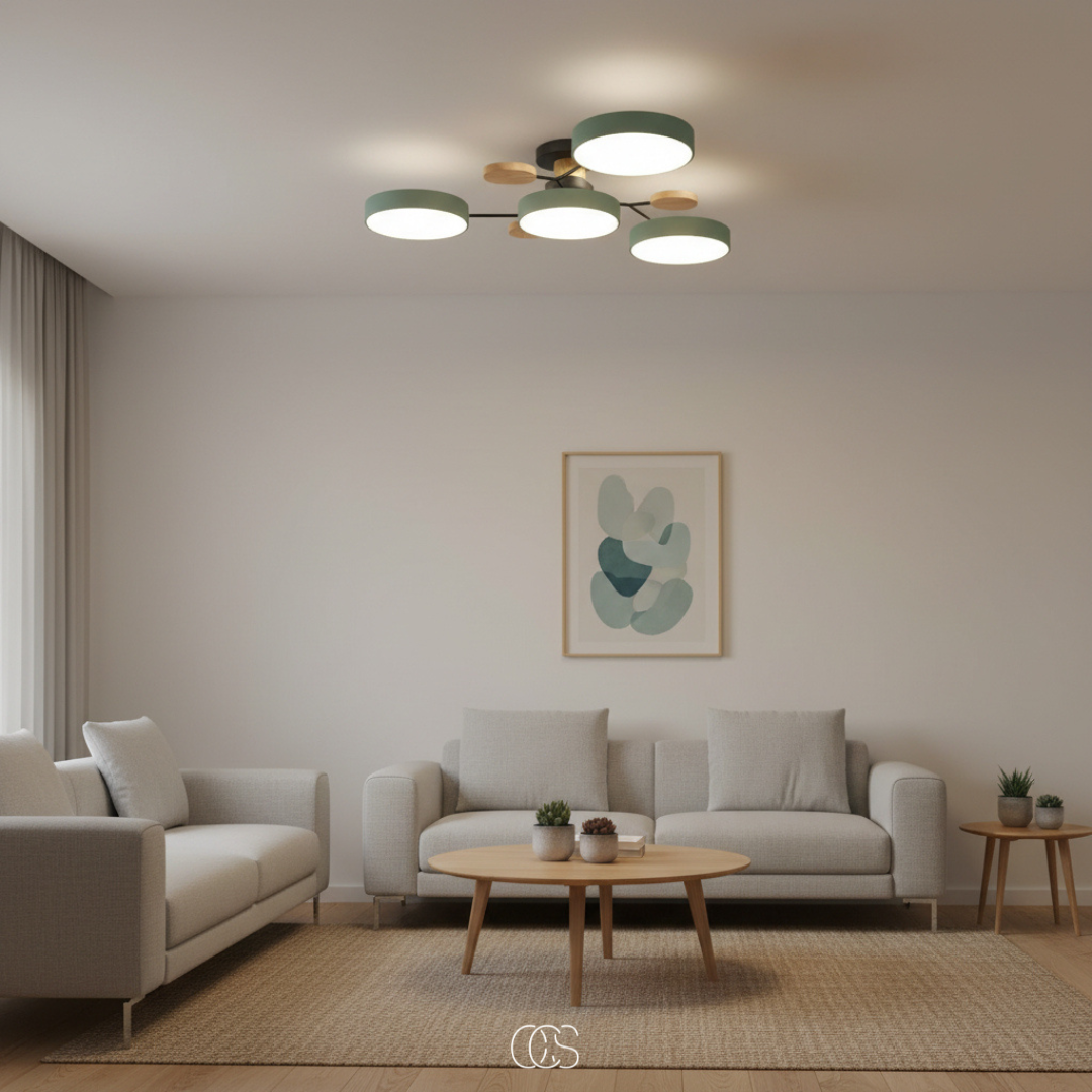 Round Multi-Light LED Ceiling Fixture – Metal Flush Mount Lamp with Integrated Bulbs, Even Ambient Lighting for Living Room, Dining Room