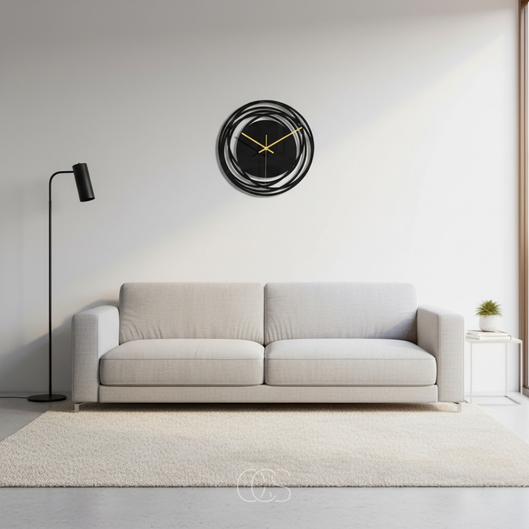12-Inch Silent Wall Clock Black Round Modern Non-Ticking Quartz for Living Room Bedroom Kitchen Office