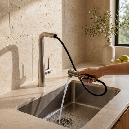 Pull-Down Kitchen Faucet with High Arc Spout – Stainless Steel Single Handle Faucet with Dual Spray Modes for Sink – Modern Matte Finish