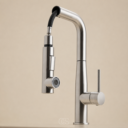 Pull-Down Kitchen Faucet with High Arc Spout – Stainless Steel Single Handle Faucet with Dual Spray Modes for Sink – Modern Matte Finish