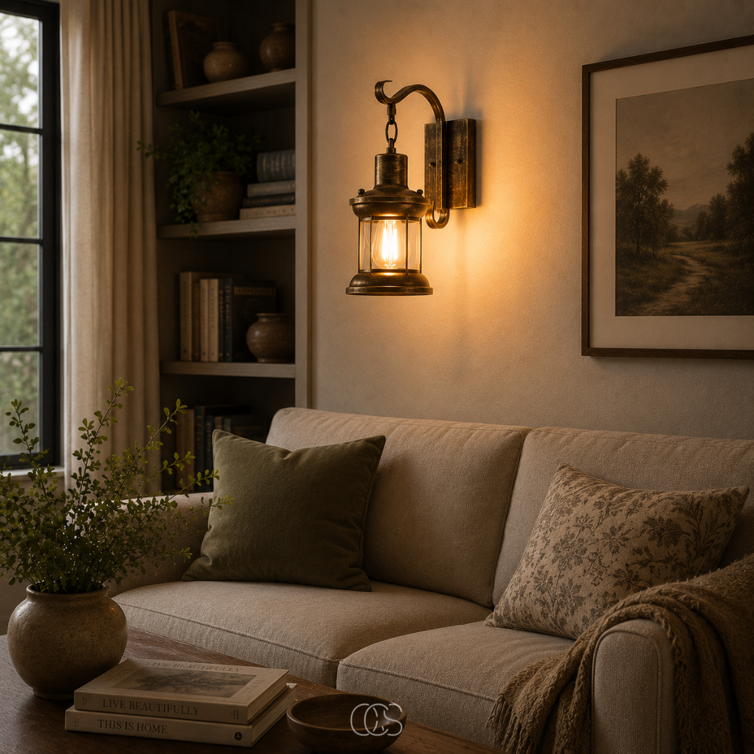 Industrial Wall Sconce with Vintage Lantern Cage, Bronze or Black Metal Finish for Entryway Hallway Living Room Bedroom Kitchen