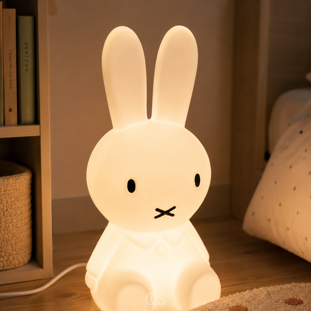 Dimmable LED Bunny Night Light for Kids Room - 6 Brightness Levels Bedside Lamp for Children & Nursery Decoration